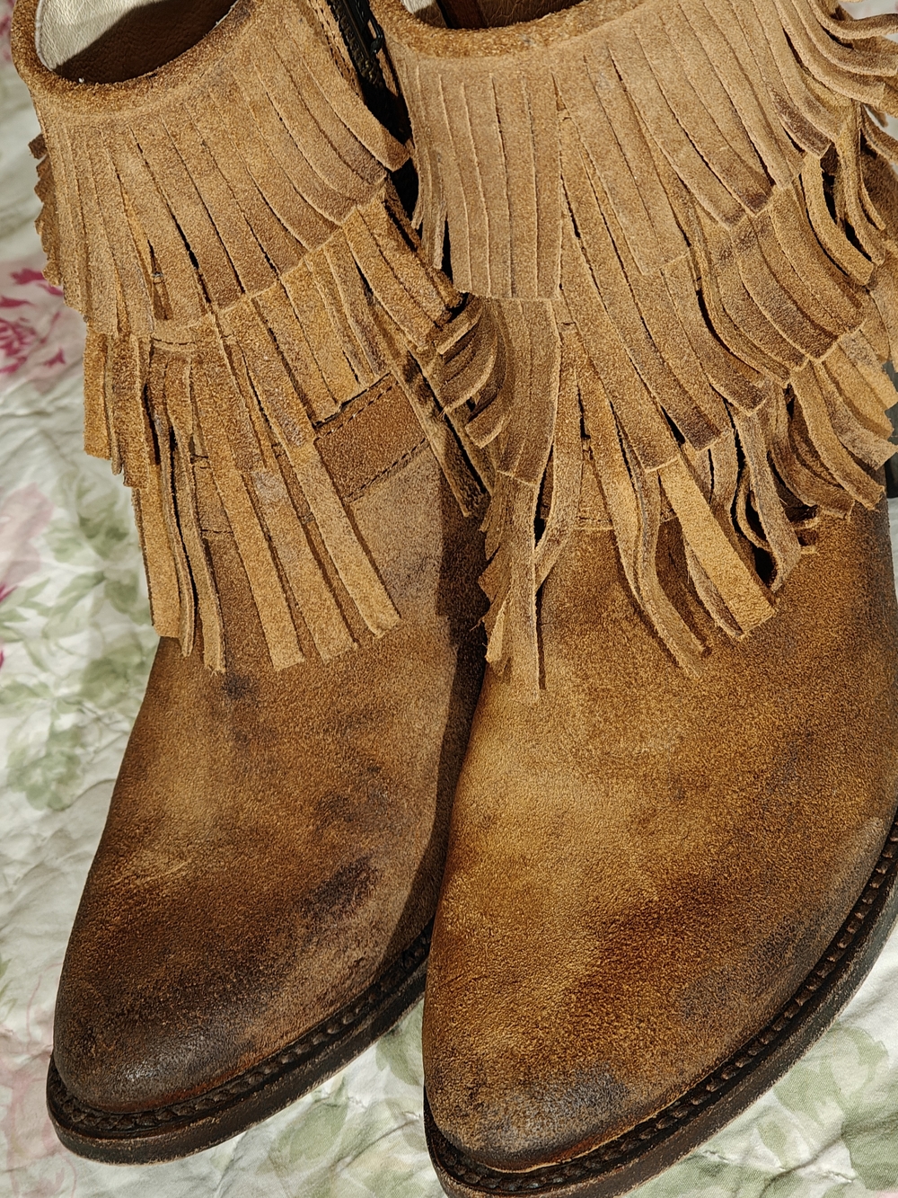 Freebird Belle Women's Fringe Leather Distressed Ankle Boots Western 9